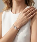 925 Sterling Silver Elegant Rose Charm  Hexagon Crystal Bracelet for Women 