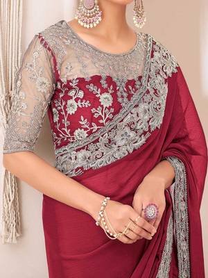 Beige solid woven design saree 4