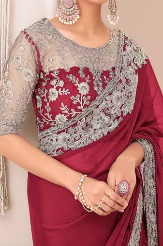 Beige solid woven design saree