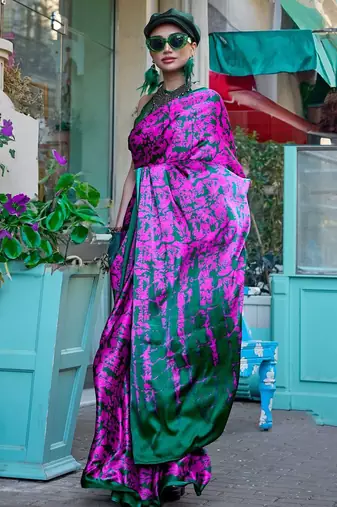 Pink woven design solid saree