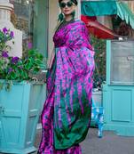 Pink woven design solid saree