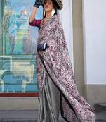 Purple woven design ethnic motifs zari saree