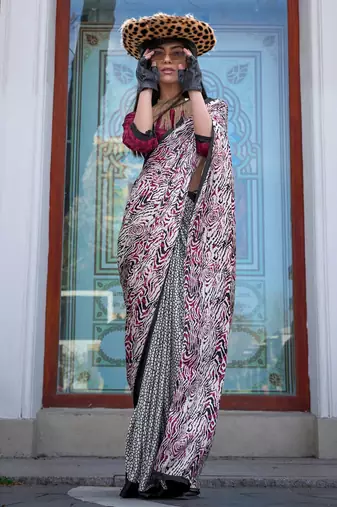 Purple woven design ethnic motifs zari saree