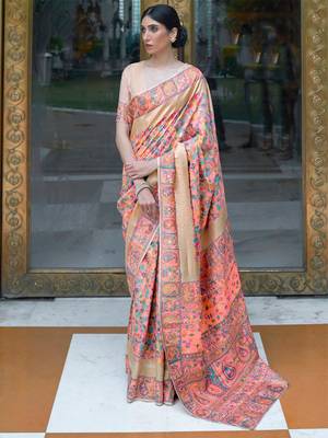 Blue woven design ethnic motifs zari saree 1