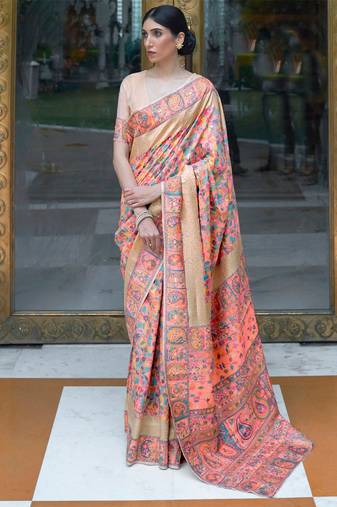 Blue woven design ethnic motifs zari saree