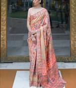 Blue woven design ethnic motifs zari saree