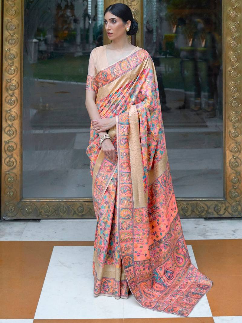 Blue woven design ethnic motifs zari saree