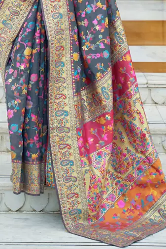 Yellow woven design zari saree