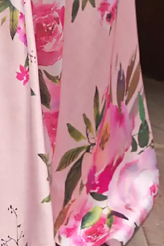 pink pink & green floral satin banarasi saree
