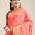 peach peach-coloured & navy blue ethnic motifs zari silk blend patola saree