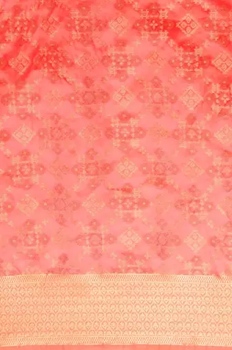 peach peach-coloured & navy blue ethnic motifs zari silk blend patola saree