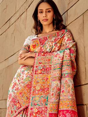 white floral designer banarasi saree 2