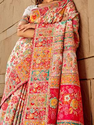 white floral designer banarasi saree 3