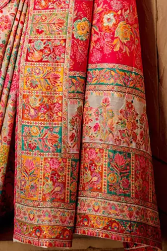 white floral designer banarasi saree