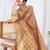 brown woven design zari tissue saree