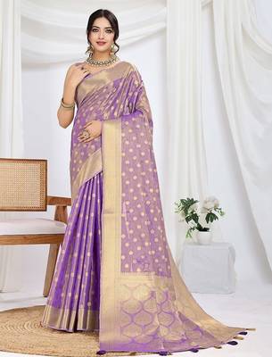 purple ethnic motifs woven design zari tissue saree 1