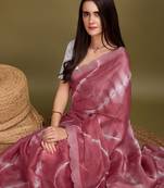 pink striped tie & dye gotta patti sequinned saree