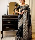 black woven design saree with blouse piece