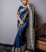 Black abstract sequinned saree