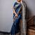 Black abstract sequinned saree