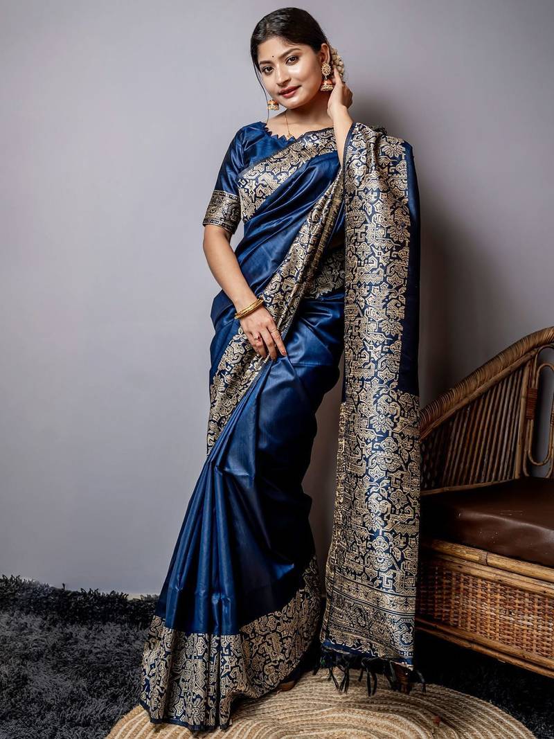 Black abstract sequinned saree