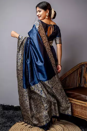 Black abstract sequinned saree