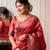 Pink woven design zari silk blend paithani saree with blouse piece