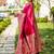 pink woven design solid saree
