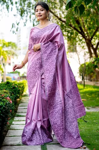 purple woven design ethnic motifs zari saree