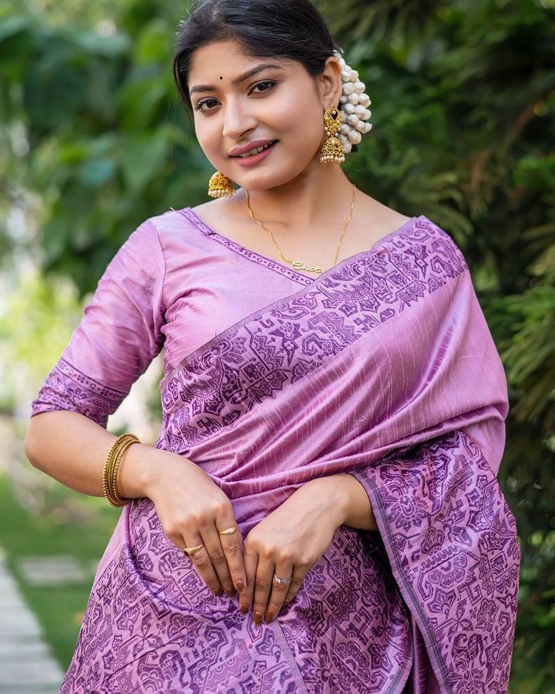 purple woven design ethnic motifs zari saree