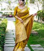 yellow woven design zari saree