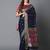 navy_blue navy blue & red silk blend ethnic woven designed festive saree