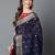 navy_blue navy blue & red silk blend ethnic woven designed festive saree