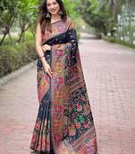 black floral pashmina saree