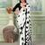white white & black polka dot printed saree