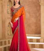 multicolor embellished embroidered satin heavy work saree