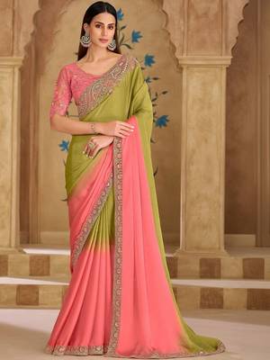 multicolor embellished embroidered tissue heavy work saree 2