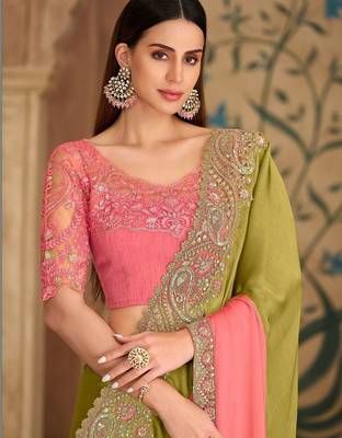 multicolor embellished embroidered tissue heavy work saree 3