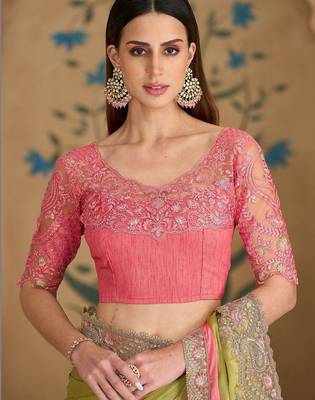 multicolor embellished embroidered tissue heavy work saree 5