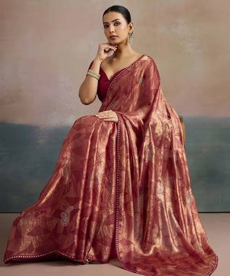 rose women abstract printed pure chiffon sarees 1