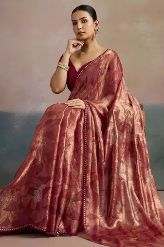 rose women abstract printed pure chiffon sarees