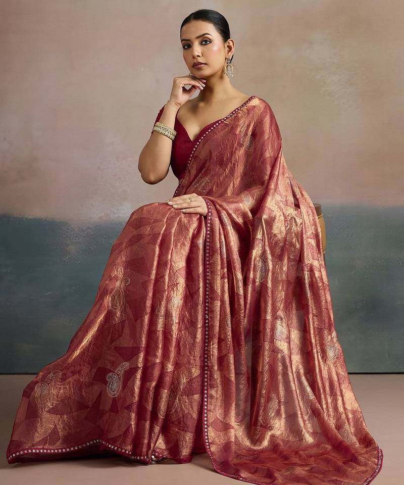 rose women abstract printed pure chiffon sarees