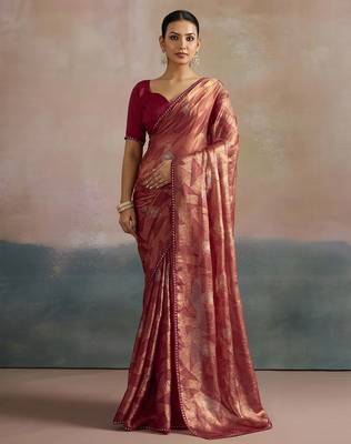 rose women abstract printed pure chiffon sarees 2