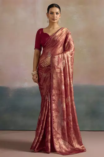 rose women abstract printed pure chiffon sarees