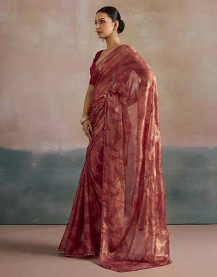 rose women abstract printed pure chiffon sarees 3