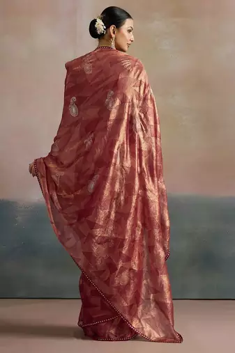rose women abstract printed pure chiffon sarees