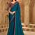 teal embellished embroidered satin heavy work saree