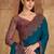 teal embellished embroidered satin heavy work saree