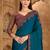 teal embellished embroidered satin heavy work saree