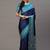 navy_blue navy blue & teal bandhani printed saree
